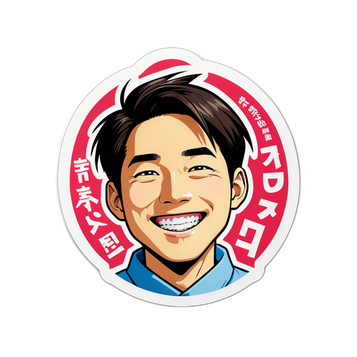 坂田の特徴的な笑顔のステッカー