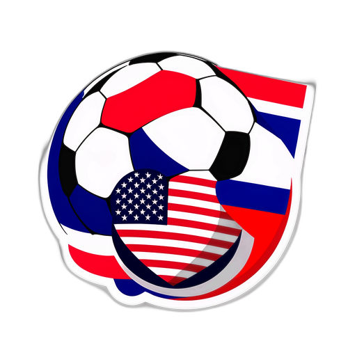 Thiết kế sáng tạo của các lá cờ Mỹ và Costa Rica đan xen với quả bóng soccer