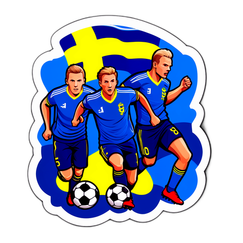 En sticker som hyllar det svenska landslaget i fotboll