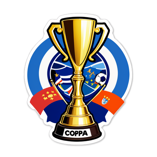 Diseño de la Copa Sudamericana con trofeos y banderas