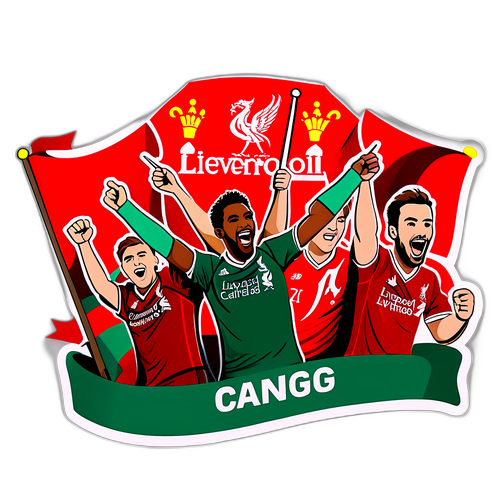 Glade Liverpool Fans Fejrer med Scarf og Flag