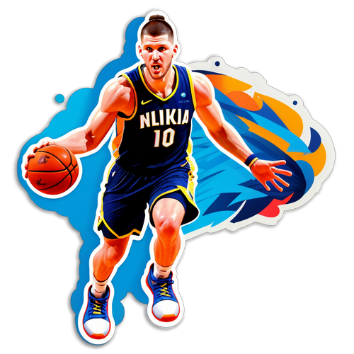 Disenyong Sticker ni Nikola Jokić na Gumagalaw sa Basketball