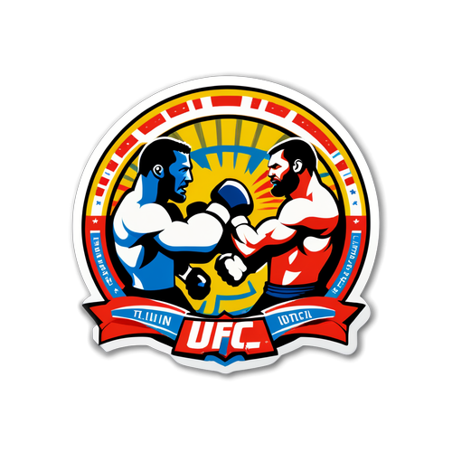 สติกเกอร์สไตล์ UFC แสดงการแข่งขันที่น่าตื่นเต้น