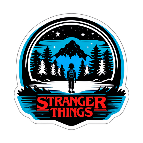 Retro-inspirerad sticker med Stranger Things-logotyp