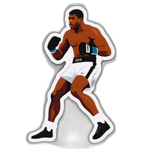 Sticker minimalist cu un boxer în acțiune