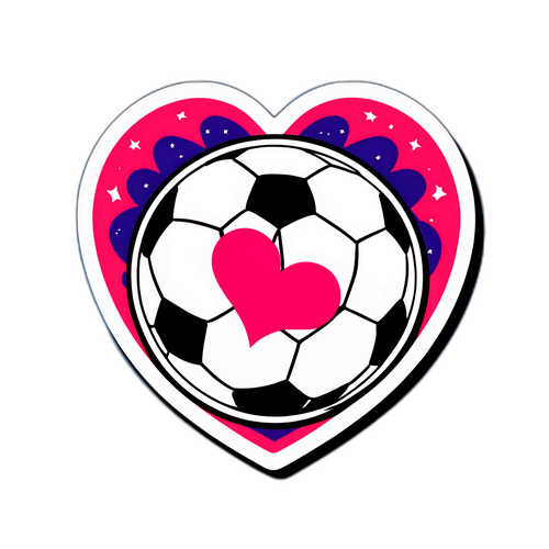 Sticker mit einem Fußball und einem Herz