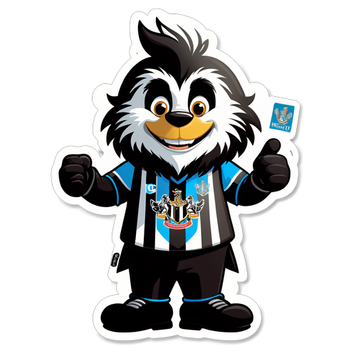 Newcastle-maskot i lekende positur