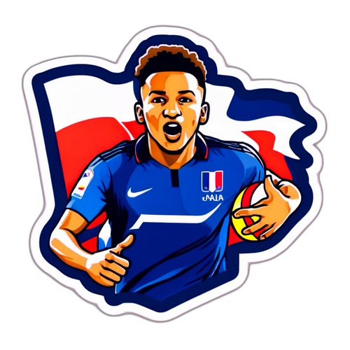 สร้างสติกเกอร์ทีมฟุตบอลฝรั่งเศส U20 ที่รวมทักษะการเล่นและอารมณ์เชียร์