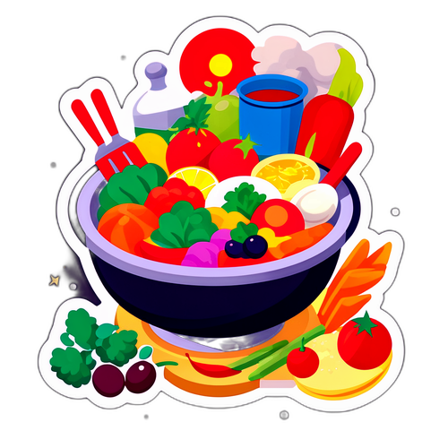 楽しみながら料理するシーンのステッカー