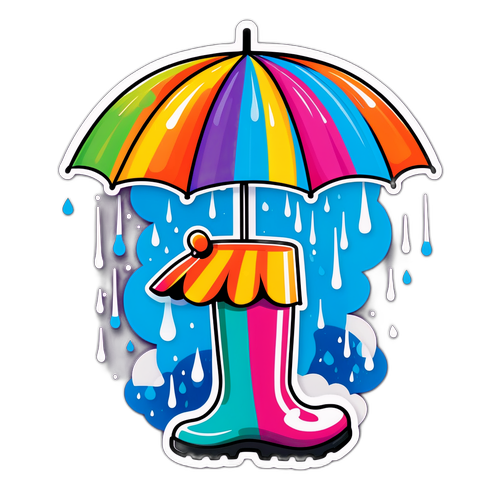 Stiker Payung dan But Getah Ceria