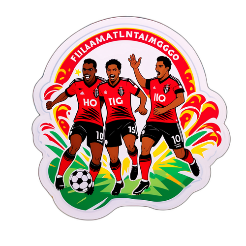 Stiker Aksi Sepak Bola Intens antara Internacional dan Flamengo