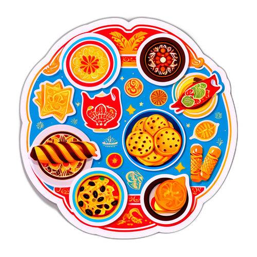 Autocollant de Nihal Candan avec motifs de collations et éléments culturels turcs