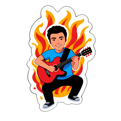 Sticker van Can Uzun met gitaar