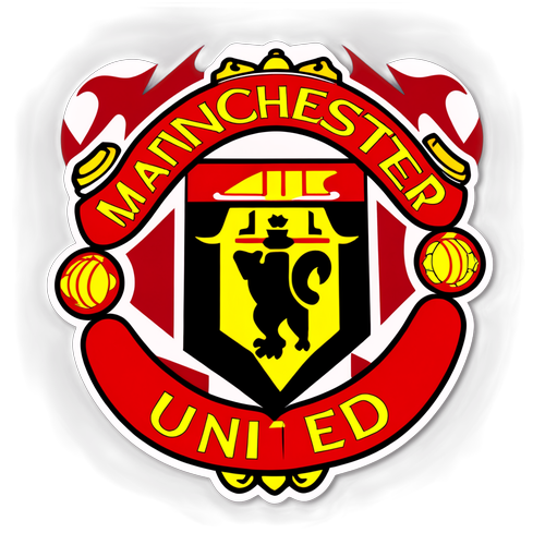 Escudo del Manchester United con elementos de la Europa League y ambiente festivo