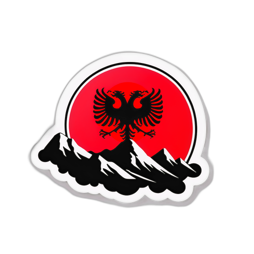 Sticker met de Albanese Vlag en Landschap