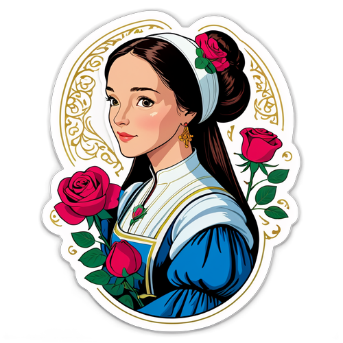 Ilustrasi Romantik Olivia Hussey sebagai Juliet dengan Mawar