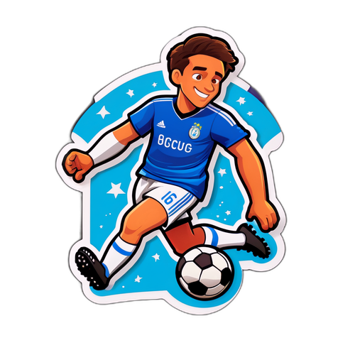 Pemain Bola Sepak Kartun Menjaring Gol