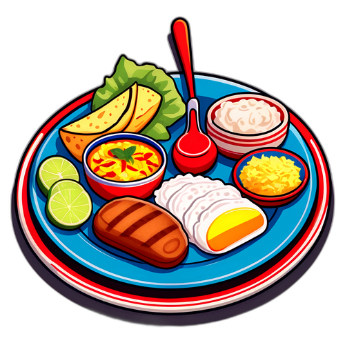 Doodle de platos típicos de Cuba y Argentina