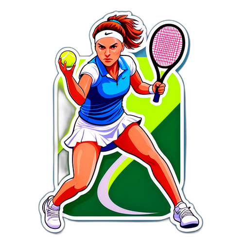 Stiker Elena Rybakina di Lapangan Tenis