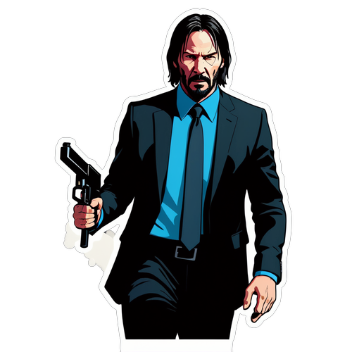 Actionfylt Klistremerke av John Wick