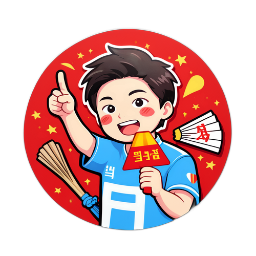 태극기를 들고 응원하는 팬들 스티커