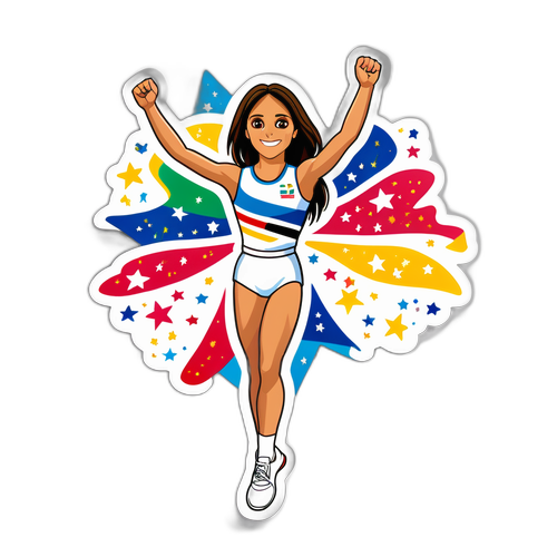 A Nadia Comaneci olimpiai sikerét ünneplő matrica