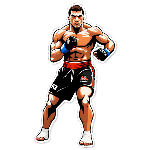 A adesivo de um lutador de MMA em uma pose poderosa