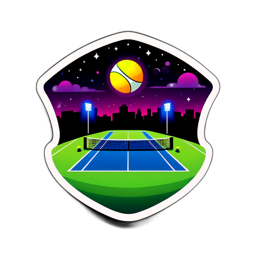 Terrain de tennis nocturne