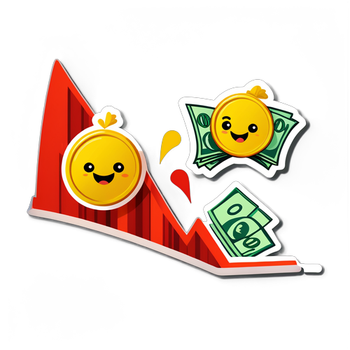 面白い金利の上昇と下降を表現するステッカー