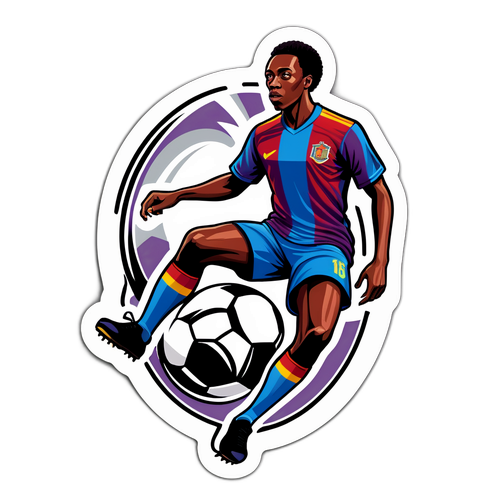 Madueke med fotball i vintage stil