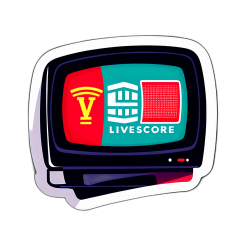 Sticker màn hình TV phát bóng đá trực tiếp với 'Livescore'
