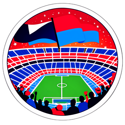 Ilustración de un estadio lleno de aficionados apoyando a Cerro