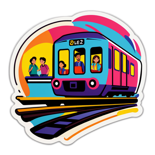 Sticker Colorido del Metro de Santiago - Línea 2