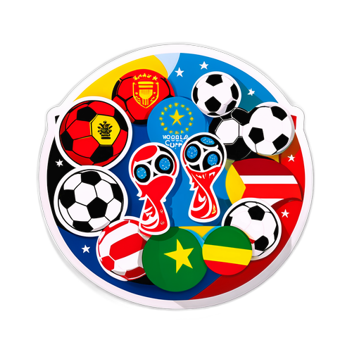 מדבקה דינמית עם ציוד ספורט לסמלים של המוקדמות לגביע העולם