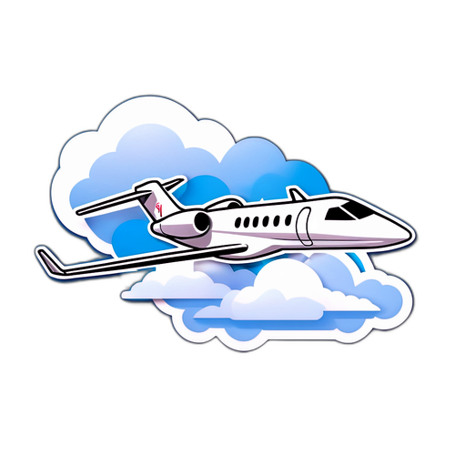 מדבקת Learjet מעופף מעל עננים