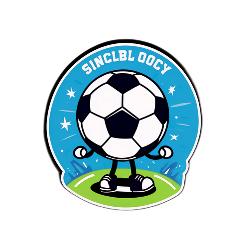 Sticker jucăuș cu minge de fotbal