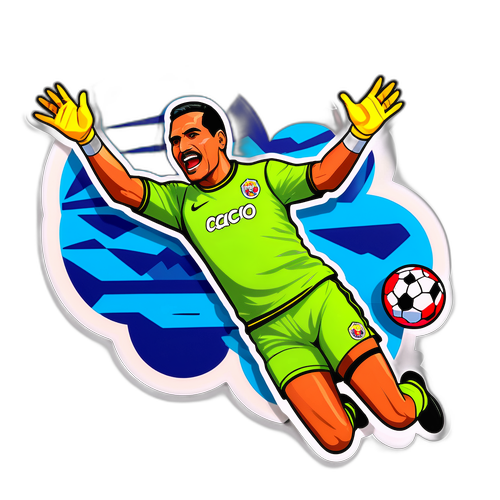 Sticker del icónico momento de Chiquito Romero haciendo una atajada