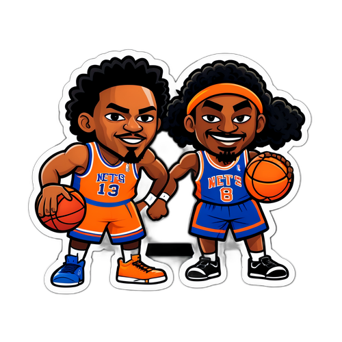 Knicks vs Nets Cartoon Rivalry Sticker
