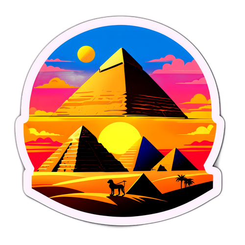 エジプトのピラミッドとスフィンクスの夕日