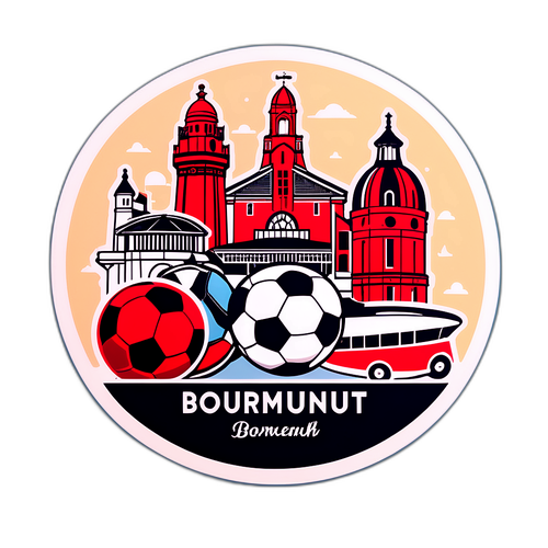 보머스의 아이코닉한 랜드마크와 축구의 조합 스티커