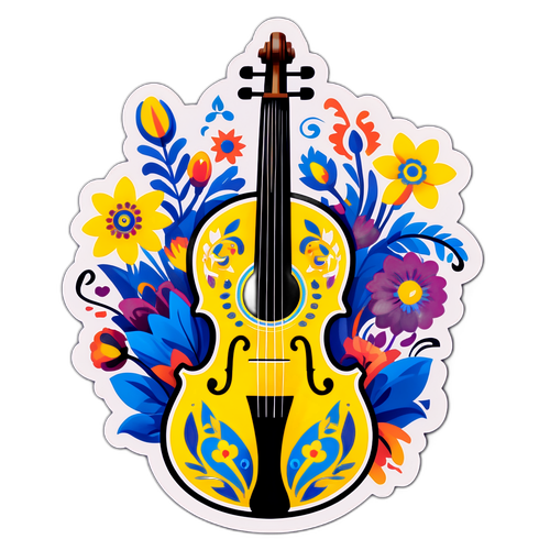 展示烏克蘭傳統音樂元素的貼紙