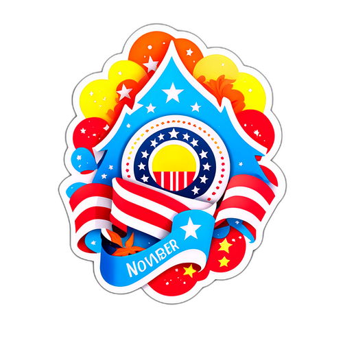 Яркая наклейка на праздник 9 Ноября