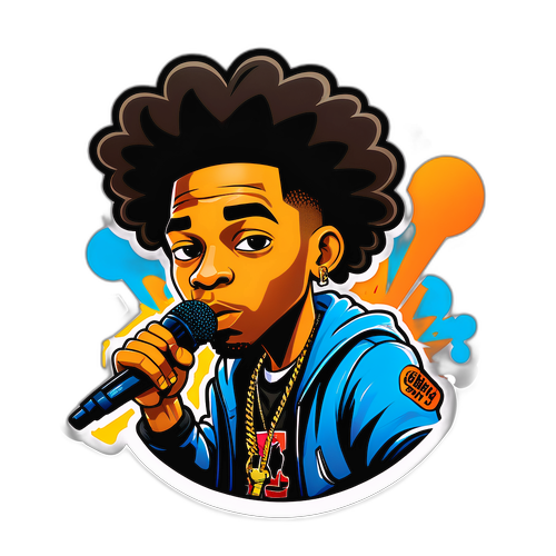 Lil Poppa: Ilustracja hip-hopowego artysty z mikrofonem