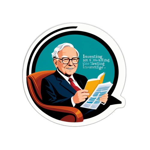 สติกเกอร์วอร์เรน บัฟเฟตต์อ่านหนังสือการลงทุน