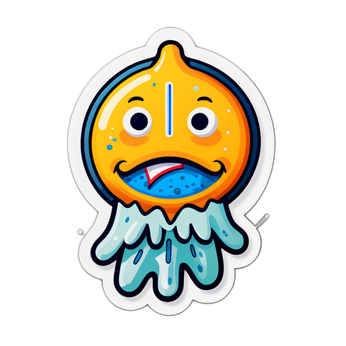 Speelse sticker van een citroen als cartoonpersoonage