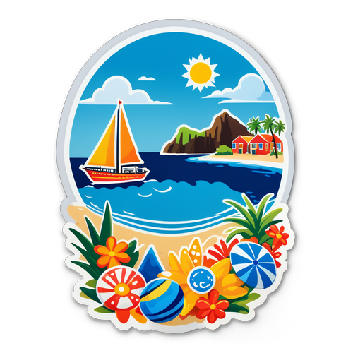 Whimsical Curacao Beach Sticker
