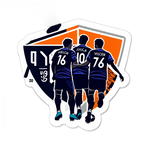 Sticker con jugadores del Valencia y texto 'Juego en equipo'