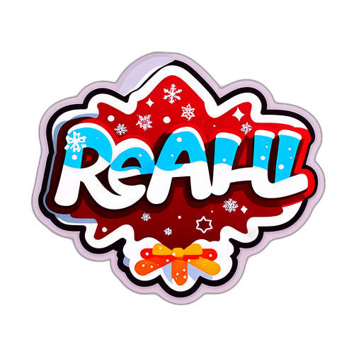 Verspielter Sticker mit dem Wort "Real" im Snowboard-Stil