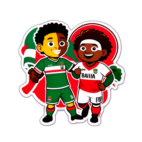 Deux mascottes de football célébrant ensemble