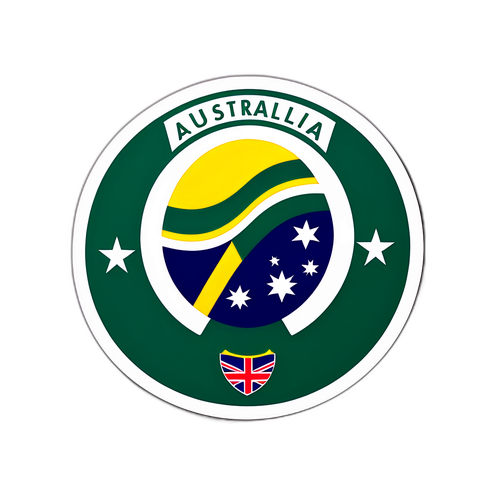 Sticker minimalist cu emblemă echipă de fotbal Australia-Sud Africa
